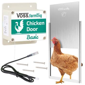 SET VOSS.farming ""Chicken-Door Basic"" + porta scorrevole, alluminio 300x400mm
