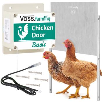 SET VOSS.farming ""Chicken-Door Basic"" + porta scorrevole, alluminio 430x400mm