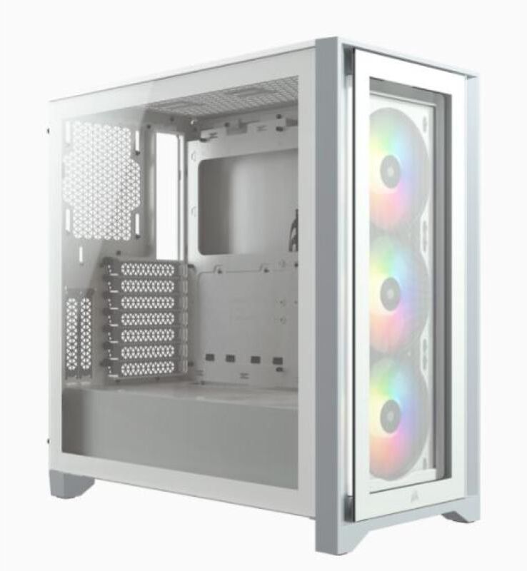 Corsair Icue 4000x Case Middle Tower Vetro Temperato No-Power Minitx Matx Atx 3 Ventole Rgb Incluse Bianco