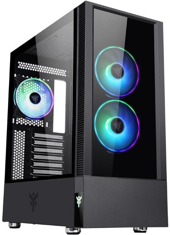 Itek Vertibra Q210 Middle Tower Gaming Atx Micro Atx Mini-Itx Frontale È Laterale In Vetro Temperato 2xusb3 4x12cm Ventole Argb Black