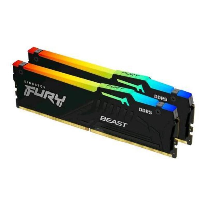 Kingston Fury Beast Ddr5 Rgb 16gb 2x8gb 4800mt-S Ddr5 Cl38 Dimm Memoria Gaming Per Computer Fissi Kit Da 2