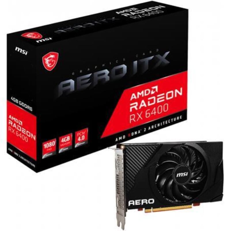 MSI Radeon Rx 6400 Aero Itx Scheda Grafica 4gb Gddr6 Hdmi Displayport Pci Express 4.0 16x