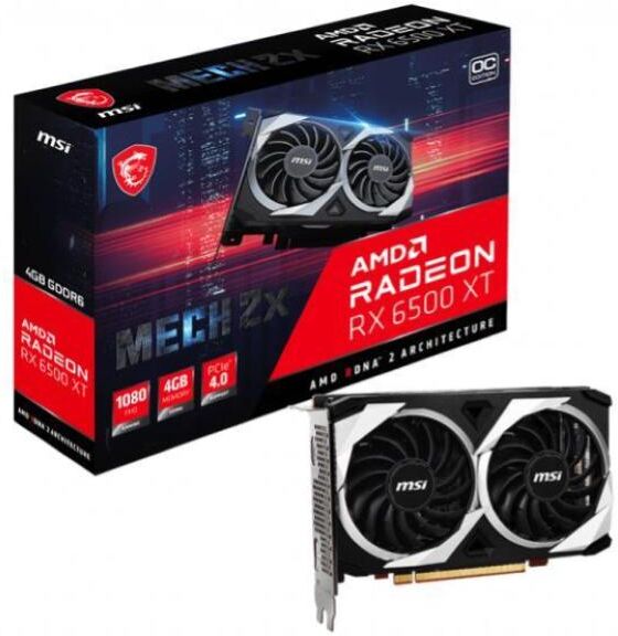 MSI Radeon Rx 6500 Xt Mech 2x 4g Oc Scheda Video Amd 4 Gb Gddr6