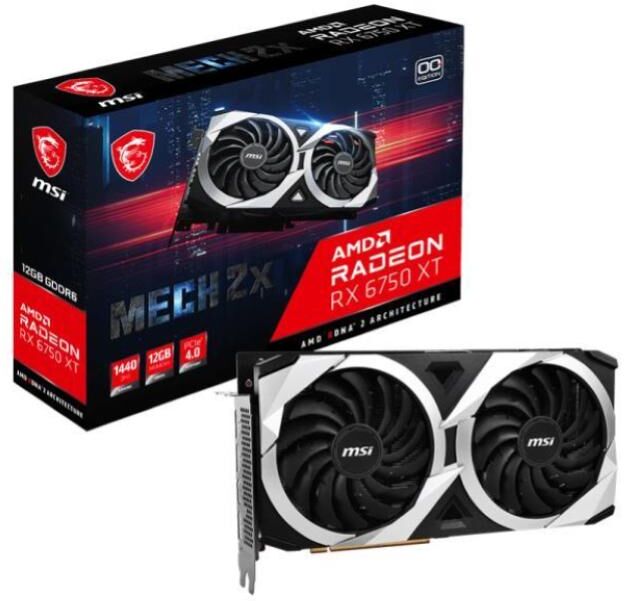 MSI Radeon Rx 6750 Xt Mech 2x 12g Scheda Video Amd 12 Gb Gddr6 Dual Fan Pci Express 4.0 1 X Hdmi 3 X Displayport