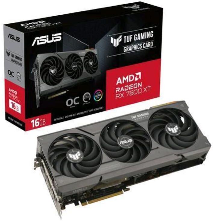 Asus Radeon Rx 7800 Xt Tuf-Rx7800xt-O16g-Gaming 16gb Gddr6 Triple Fan Pci Express 4.0 1 X Hdmi 3 X Displayport