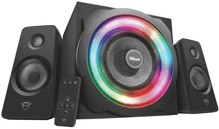 Trust Tytan Gxt 629 Set Altoparlanti Con Subwoofer 2.1 Illuminazione Rgb 120 W Casse Pc Da Gaming Con Telecomando Wireless Per Computer Portatile Tablet Smartphone Nero