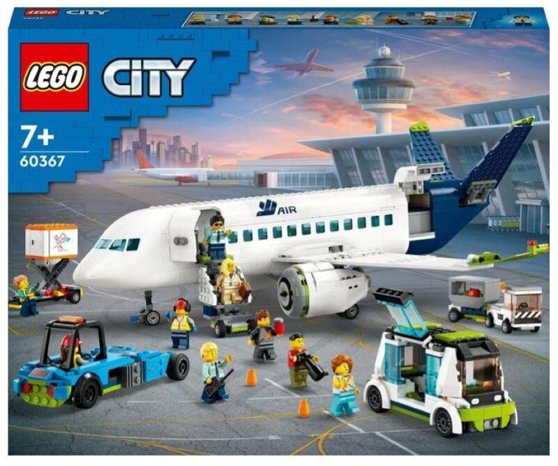 Lego City 60367 Aereo Passeggeri, Modellino Di Aeroplano Giocattolo Da Costruire Con 9 Minifigure E Veicoli Dell`Aeroporto