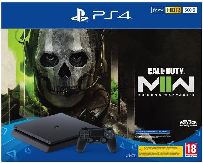 Sony Ps4 Console 500gb F Chassis + Call Of Duty Modern Warfare Ii Voucher Codice Download Black