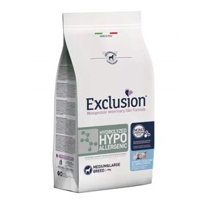EXCLUSION Cane Monoprotein Veterinary Diet Hydrolized Hypoallergenic Adulto Medium&Large; Pesce&Amido; Di Mais 12 Kg 12.00 kg