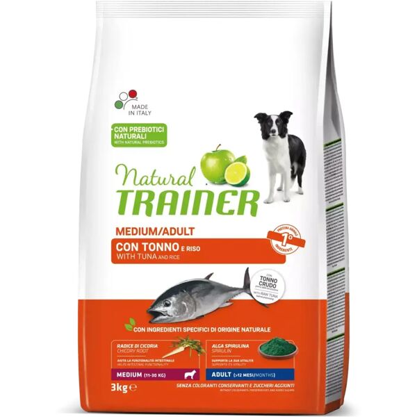 trainer - nova food natural trainer cani medium adult tonno e riso 3 kg cane > cibo secco e croccantini > adulto