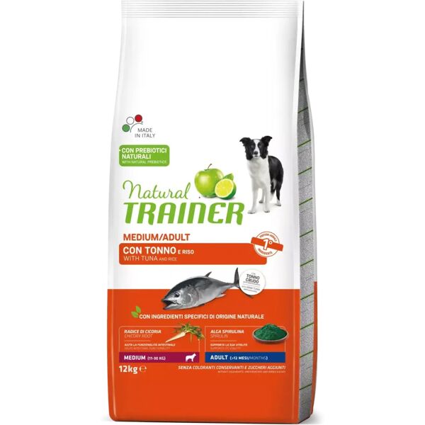 trainer - nova food natural trainer cani medium adult tonno e riso 12 kg cane > cibo secco e croccantini > adulto