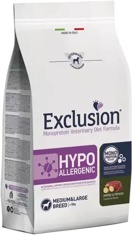 exclusion cane monoprotein veterinary diet hypoallergenic adulto medium&large; cavallo&patate; 2 kg 2.00 kg