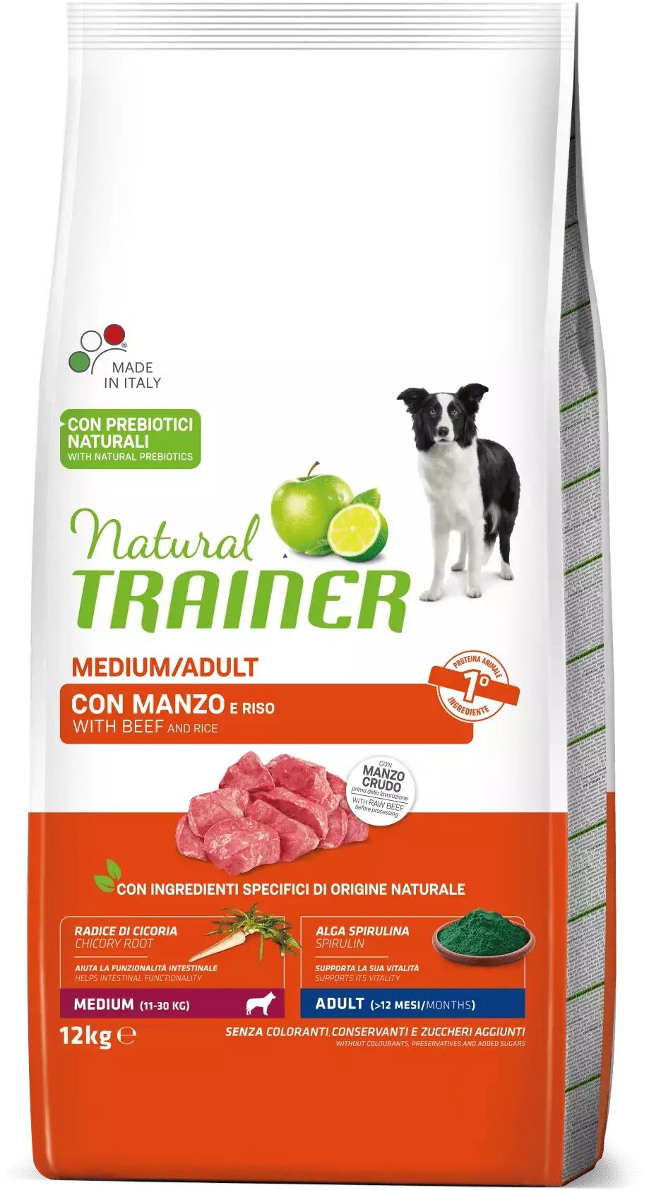 trainer - nova food natural trainer cani medium adult manzo e riso 12 kg cane > cibo secco e croccantini > adulto