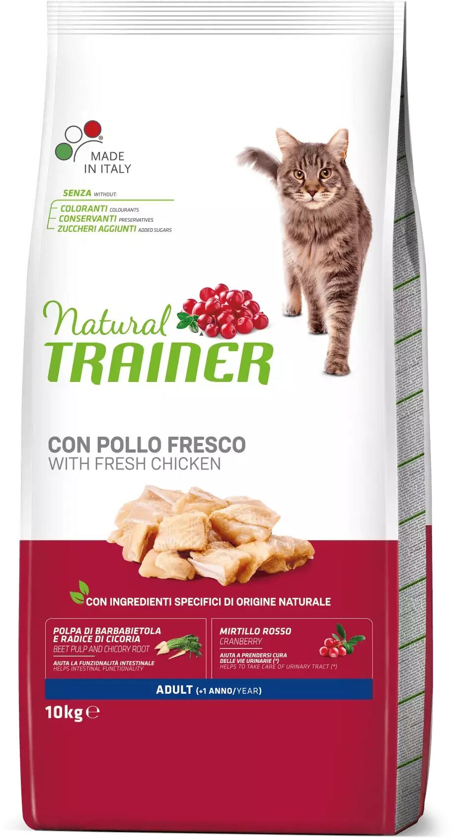 trainer - nova food natural trainer gatto adulto con pollo 10 kg gatto > cibo secco erba e croccantini > adulto