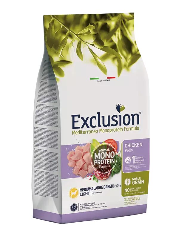 EXCLUSION Cane Mediterraneo Monoprotein Adulto Medium&Large; Light Pollo 3 Kg 3.00 kg