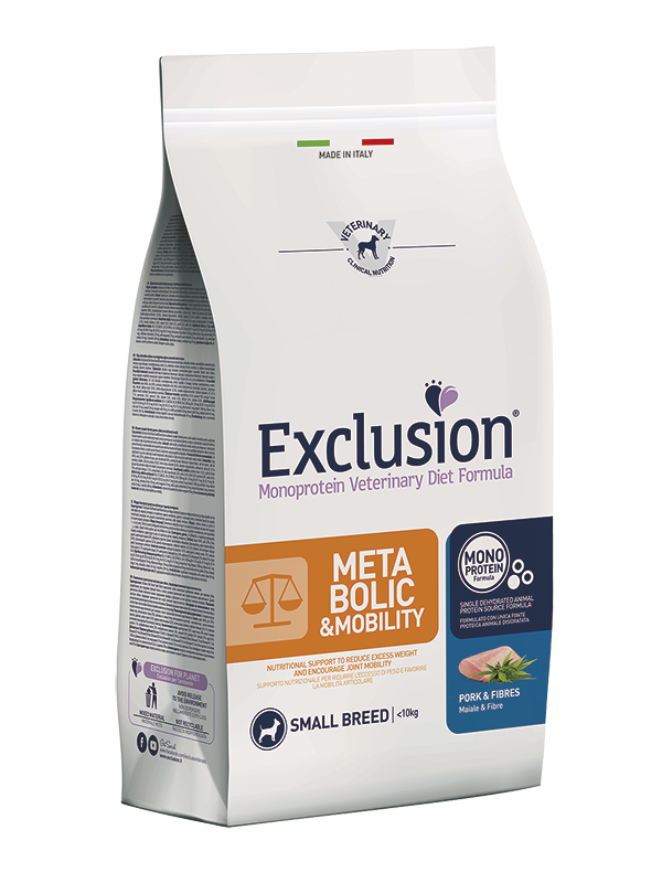 EXCLUSION Cane Monoprotein Veterinary Diet Metabolic&Mobility; Adulto Medium&Large; Maiale&Fibre; 12 Kg 12.00 kg