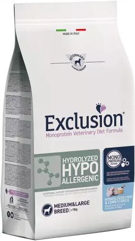 EXCLUSION Cane Monoprotein Veterinary Diet Hydrolized Hypoallergenic Adulto Medium&Large; Pesce&Amido; Di Mais 2 kg 2.00 kg