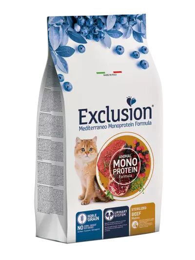 EXCLUSION Gatto Mediterraneo Monoprotein Adulto Sterilizzato Manzo 1,5 Kg 1.50 kg