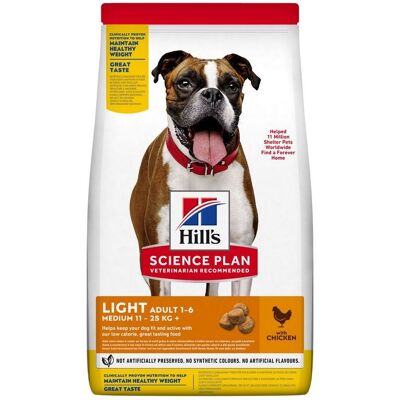 Hill's Science Plan Razza Media Light Pollo - Cibo per Cani Hill's Science Plan Razza Media Light Pollo - Cibo per Cani