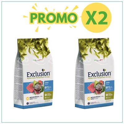 EXCLUSION Cane Mediterraneo Monoprotein Adulto Medium Tonno PROMO +2 prezzo a pezzo 12.00 kg EXCLUSION Cane Mediterraneo Monoprotein Adulto Medium Tonno PROMO +2 prezzo a pezzo 12.00 kg
