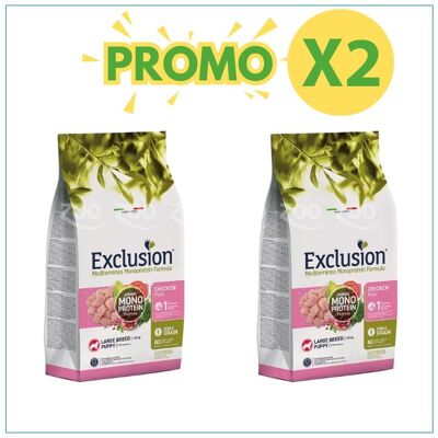 EXCLUSION Cane Mediterraneo Monoprotein Puppy Large Pollo 12 Kg PROMO +2 prezzo a pezzo 12.00 kg EXCLUSION Cane Mediterraneo Monoprotein Puppy Large Pollo 12 Kg PROMO +2 prezzo a pezzo 12.00 kg