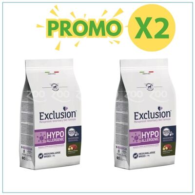 EXCLUSION Cane Monoprotein Veterinary Diet Hypoallergenic Adulto Medium&Large; Cavallo&Patate; PROMO +2 prezzo a pezzo 12.00 kg EXCLUSION Cane Monoprotein Veterinary Diet Hypoallergenic Adulto Medium&Large; Cavallo&Patate; PROMO +2 prezzo a pezzo 12.00 kg