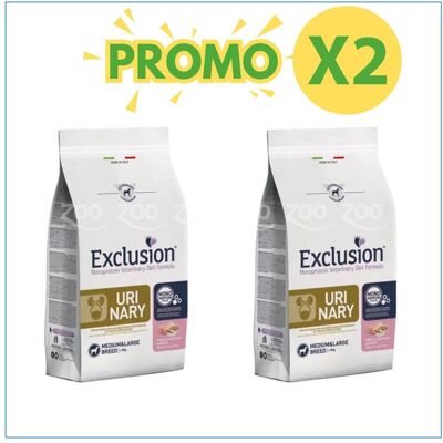 EXCLUSION Cane Monoprotein Veterinary Diet Urinary Adulto Medium&Large; Maiale, Sorgo&Riso; PROMO +2 prezzo a pezzo 12.00 kg EXCLUSION Cane Monoprotein Veterinary Diet Urinary Adulto Medium&Large; Maiale, Sorgo&Riso; PROMO +2 prezzo a pezzo 12.00 kg