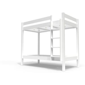 ABC MEUBLES Letto a castello 2 posti 90x190 con scala dritta legno ABC - 90x190 - Bianco