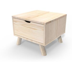 ABC MEUBLES Comodino scandinavo legno Viking + cassetto -  - Legno Grezzo