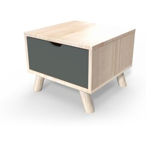 ABC MEUBLES Comodino scandinavo legno Viking + cassetto -  - Vernice Naturale/Grigio Antracite