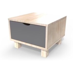 ABC MEUBLES Comodino in legno Cube + cassetto -  - Vernice Naturale/Grigio Antracite