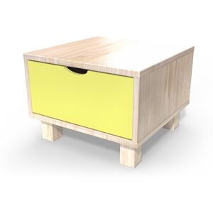 ABC MEUBLES Comodino in legno Cube + cassetto -  - Vernice Naturale/Giallo