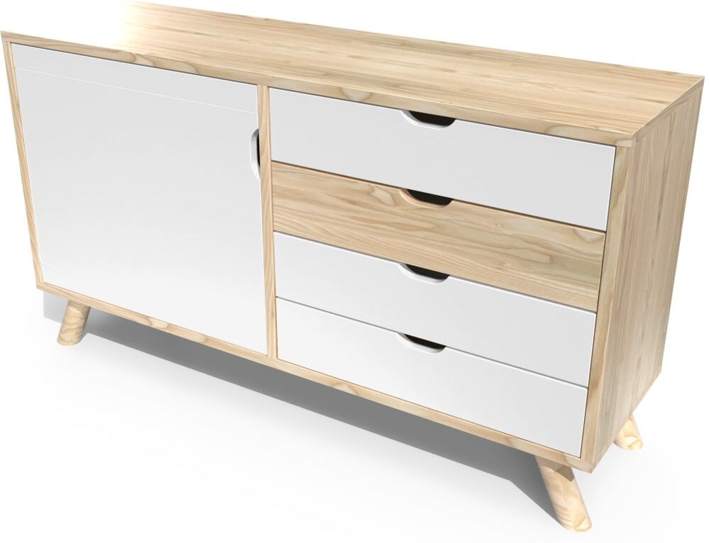 ABC MEUBLES Credenza scandinava legno Viking -  - Vernice Naturale/Bianco