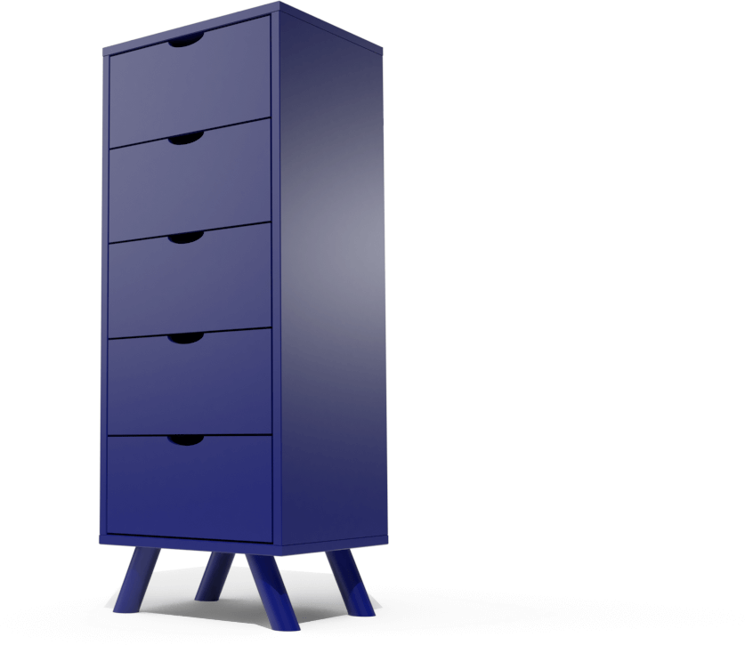 ABC MEUBLES Comò scandinavo in legno 5 cassetti Viking -  - Blu scuro