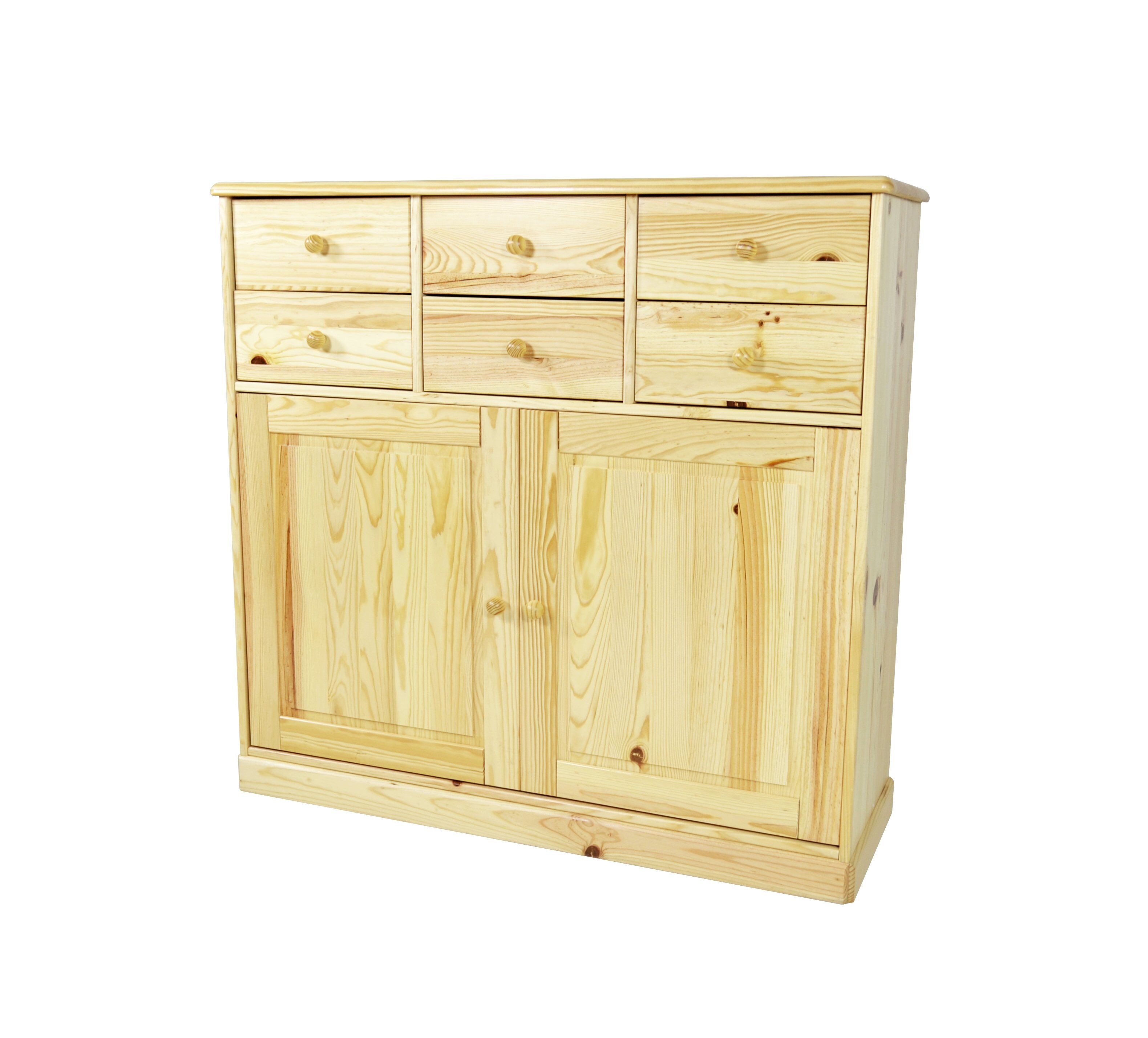 ABC MEUBLES Credenza legno 2 ante + 6 cassetti Boreal -  - Vernice Naturale