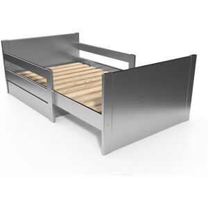 ABC MEUBLES Bambino evolutivo letto con cassetto in legno. - 90 x (140/170/200) - Grigio alluminio