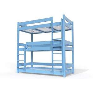 ABC MEUBLES Letto a castello 3 posti 90x190 legno - 90x190 - Polvere blu