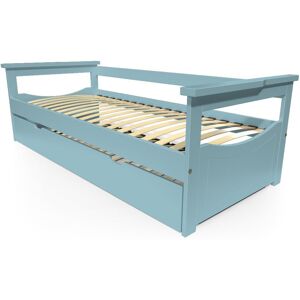 ABC MEUBLES Letto estraibile Topaze pino massiccio - 80x190 - Polvere blu