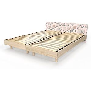 ABC MEUBLES Letti gemelli in legno massiccio con testiere Twin - 80x190 - Decorazioni di fiori rosa