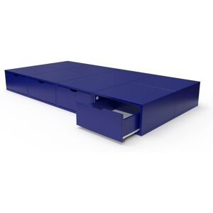 ABC MEUBLES Letto 90x200 1 posto con cassetti Cube legno - 90x200 - Blu scuro