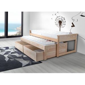 ABC MEUBLES Letto estraibile Maxi 90x200 + cassetti legno - 90x200 - Vernice Naturale