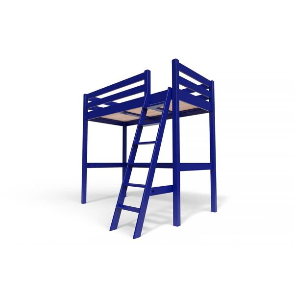 abc meubles letto a soppalco legno con scala sylvia - 90x200 - blu scuro
