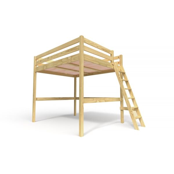 abc meubles letto a soppalco legno con scala sylvia - 160x200 - miele