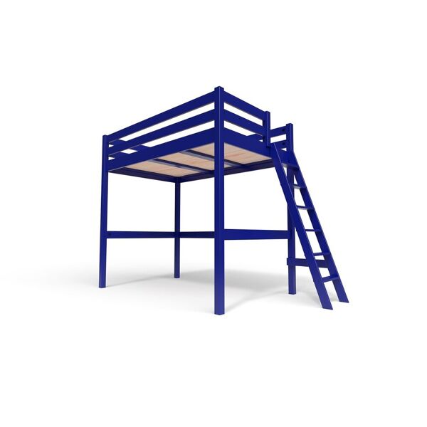 abc meubles letto a soppalco legno con scala sylvia - 120x200 - blu scuro