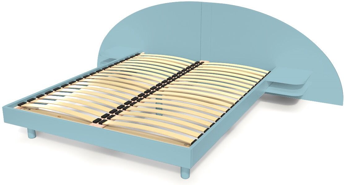 abc meubles letto 2 posti in legno con testiera e comodini arc - 140x190 - polvere blu