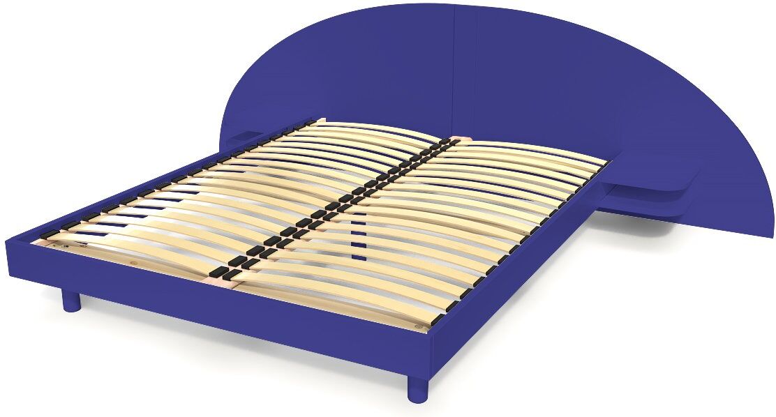 abc meubles letto 2 posti in legno con testiera e comodini arc - 140x200 - blu scuro