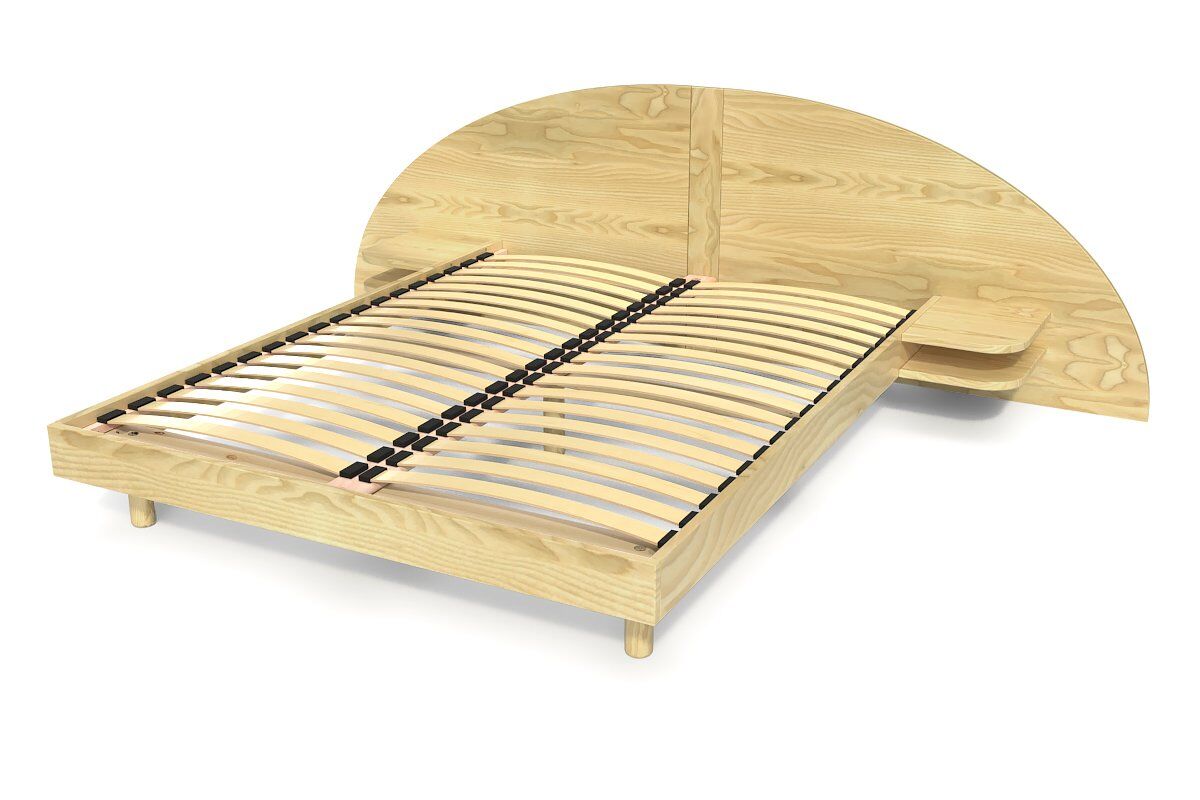 abc meubles letto 2 posti in legno con testiera e comodini arc - 140x200 - miele