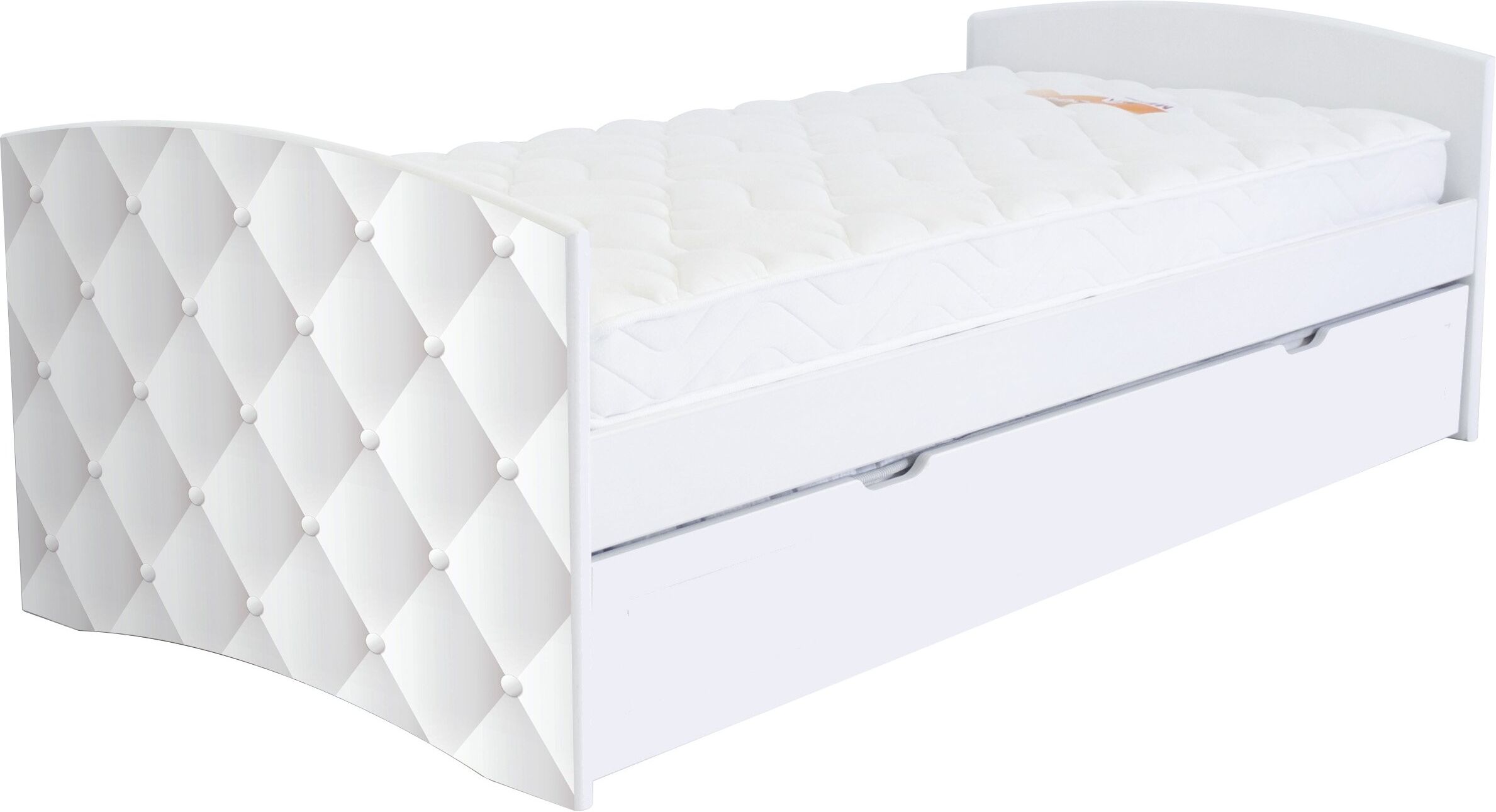 abc meubles letto panchina happy 90x190 legno e arredamento - 90x190 - capiton bianco