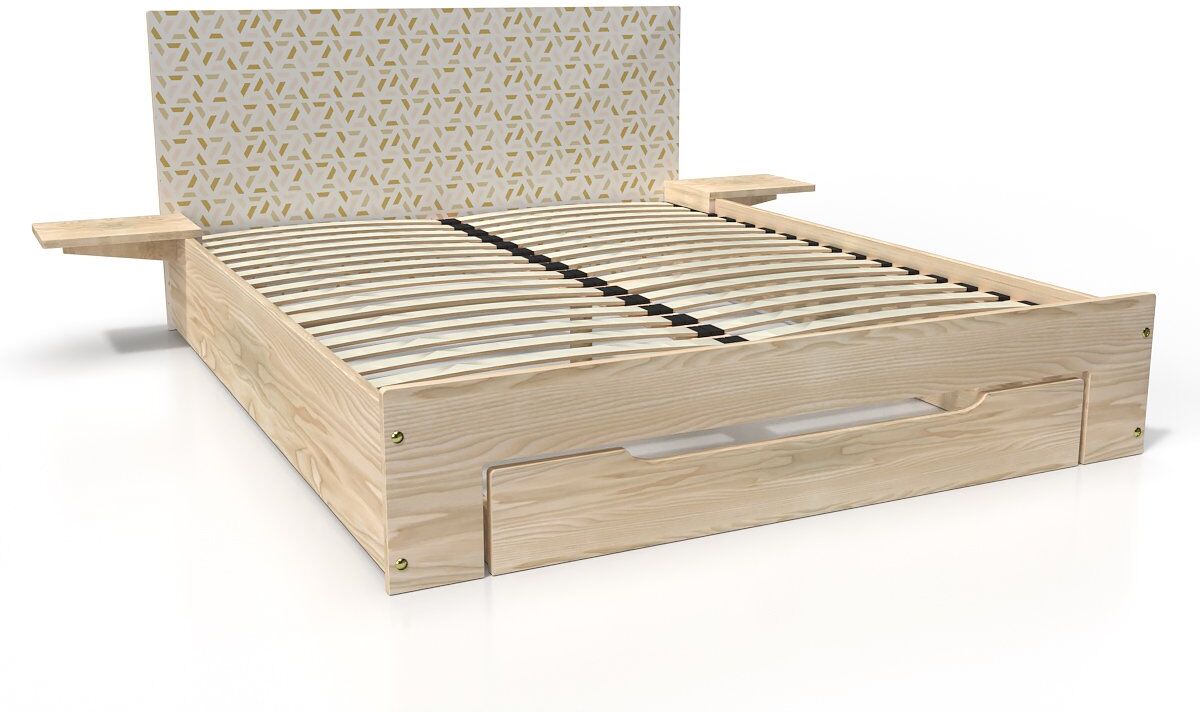 abc meubles letto in legno happy 2 posti con cassetto + comodini - 160x200 - arredamento geometrico