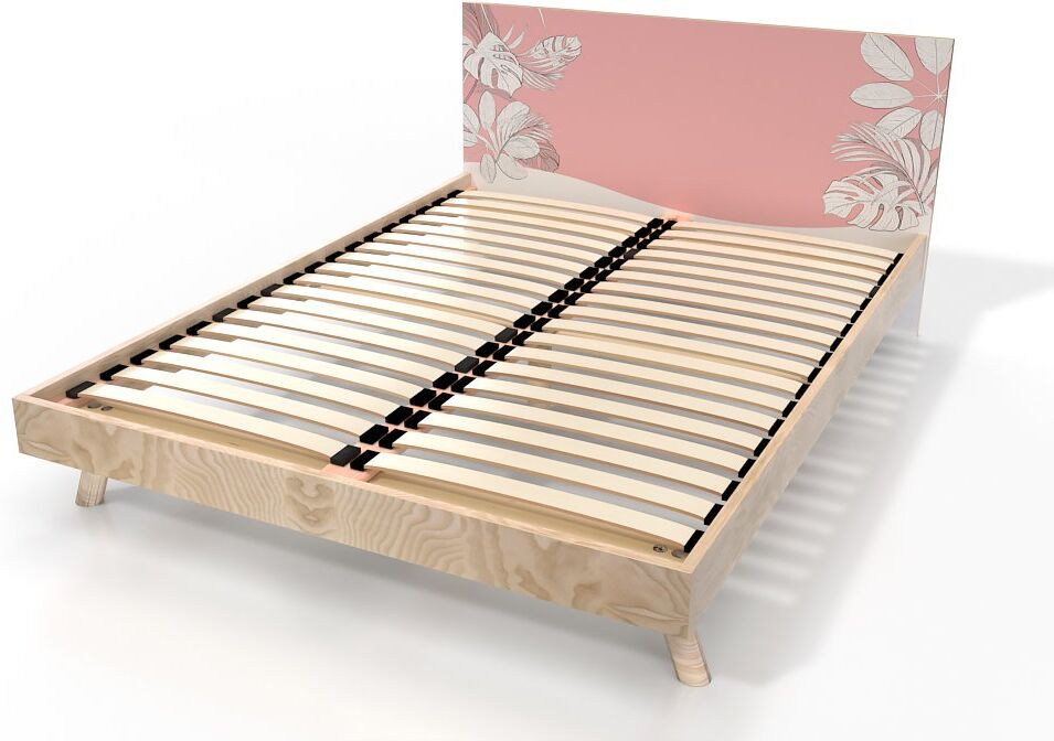 abc meubles letto scandinavo viking 2 posti legno - 140x200 - arredamento rosa